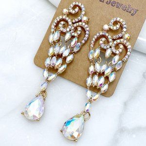 Prom Pageant Bridal Jewelry - AB Crystal Bridal Pageant Prom Occasion Earrings Prom Pageant Bridal Jewelry - AB Crystal Bridal Pageant Prom Occasion Earrings